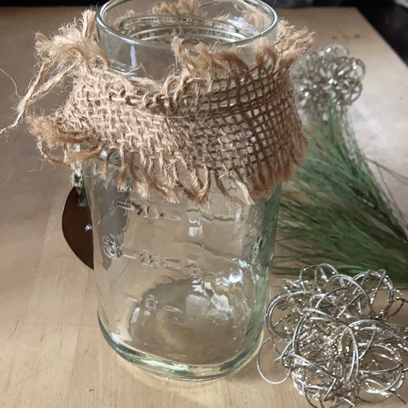Light Up Decor Rustic Farmhouse 20 oz Glass Decorative Jar Rusty Heart Burlap - Picture 5 of 8